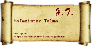 Hofmeister Telma névjegykártya